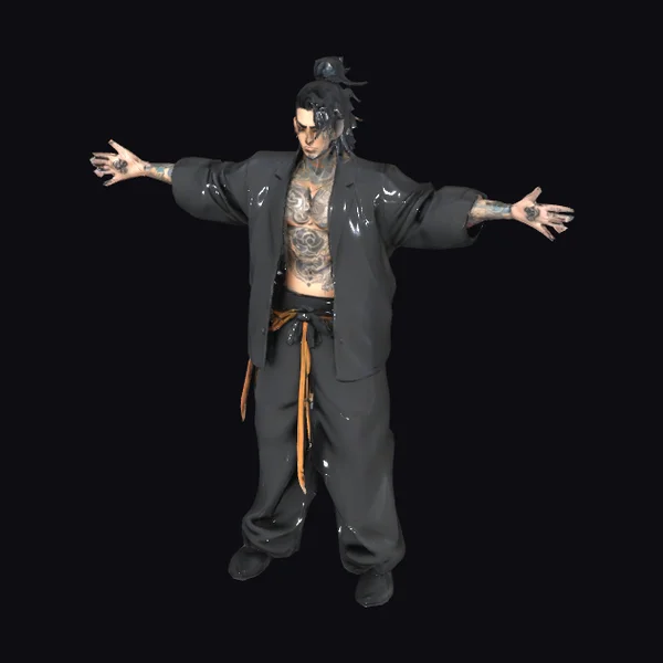 Tattooed Man in Black