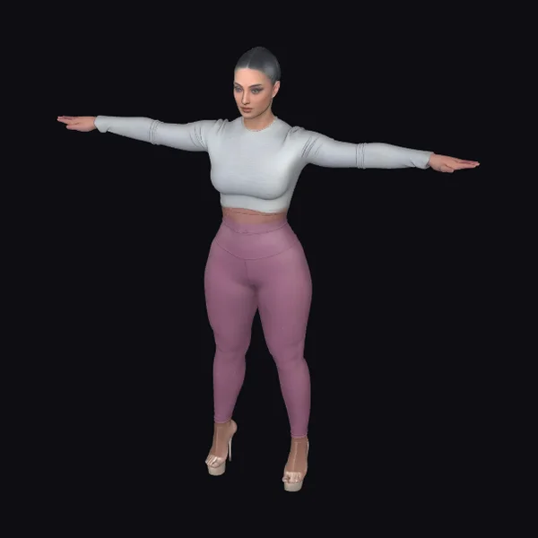 Woman in Mauve Leggings