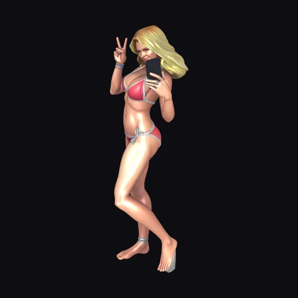 Blonde Woman Pink Bikini