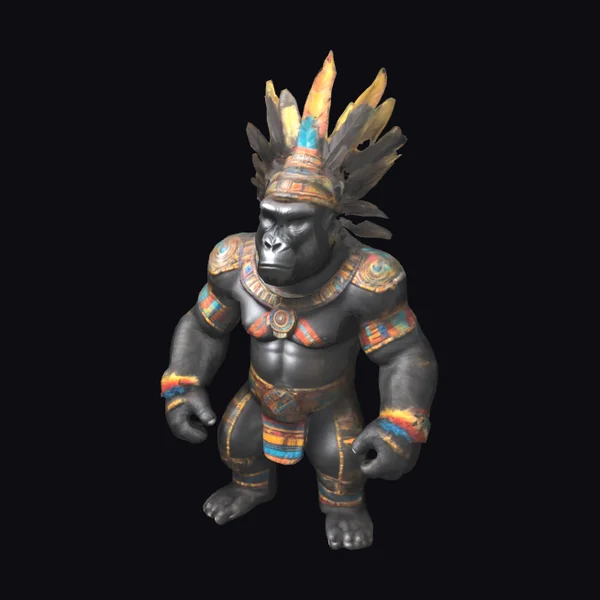 Gorilla in Aztec Attire