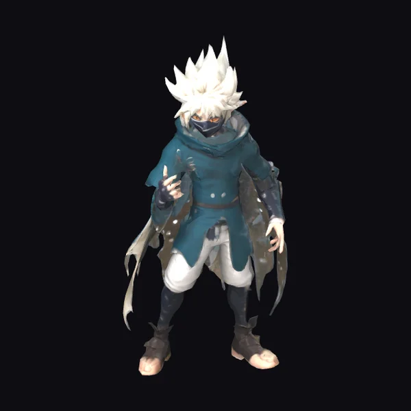 Spiky White-Haired Anime Character