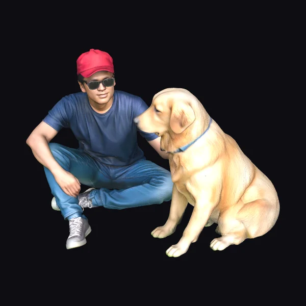 Man with Golden Retriever