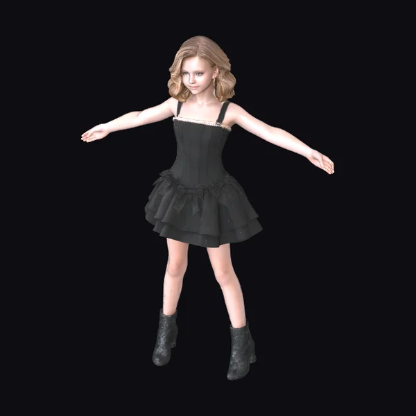 Blonde Girl in Black Dress