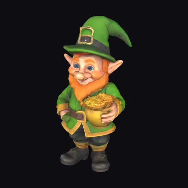 Leprechaun Holding Gold Coins