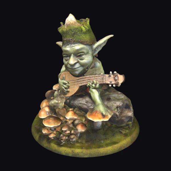 Goblin Playing Lute on Log