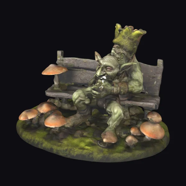 Goblin on Mossy Bench