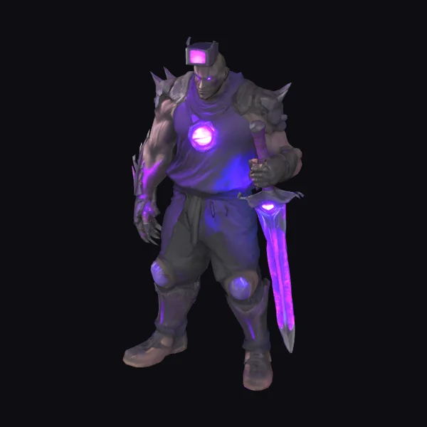 Glowing Purple Cyber Warrior