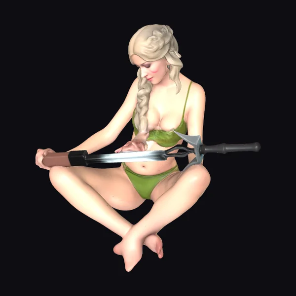 Blonde Warrior with Swords