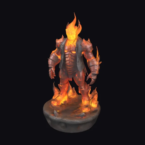 Flaming Golem with Leather Vest