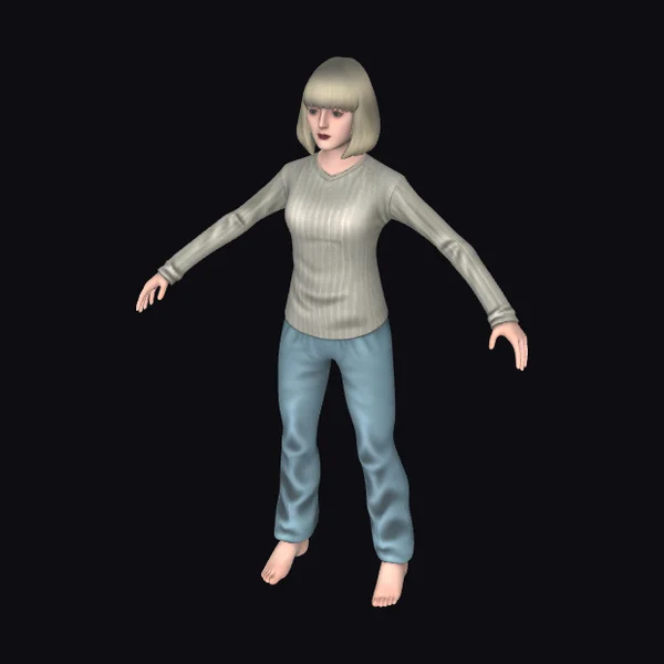 Blonde Woman in Casual Wear