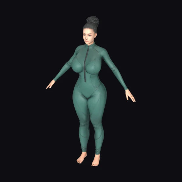Woman in Green Bodysuit