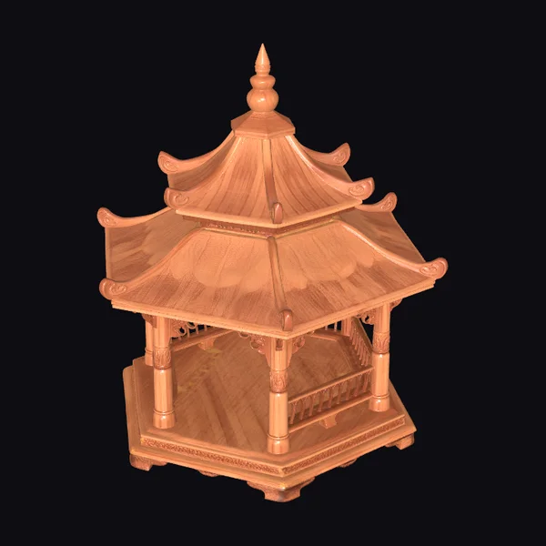 Carved Wooden Pagoda Pavilion