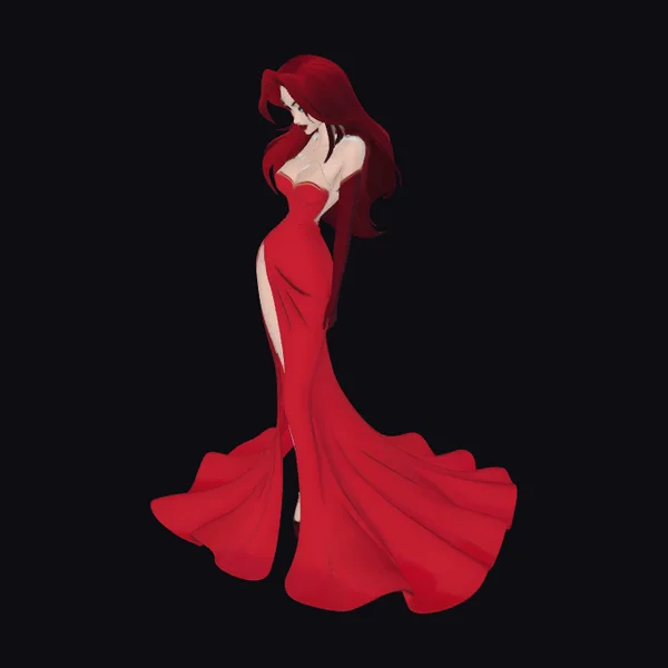 Elegant Red Gown Woman