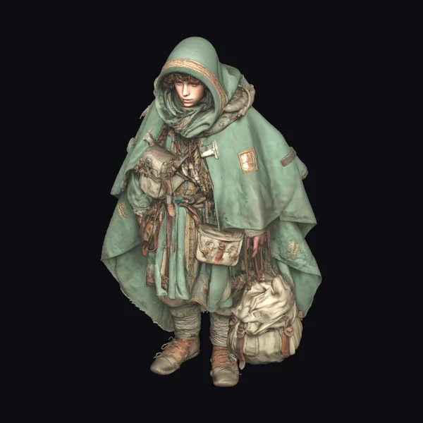 Worn Traveler's Cloak Figure