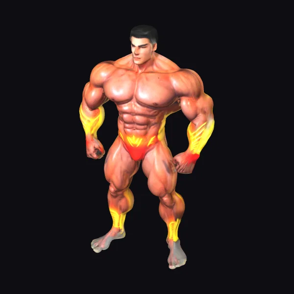 Muscular Man with Flames