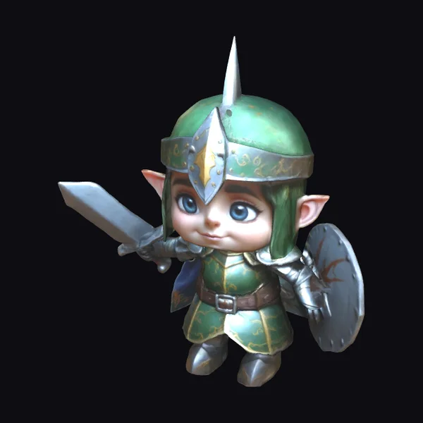 Green Elf Warrior Chibi