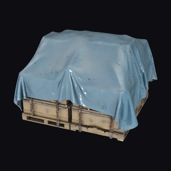 Blue Tarp on Crate