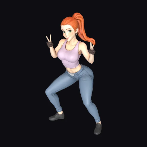 Cartoon Woman Peace Sign