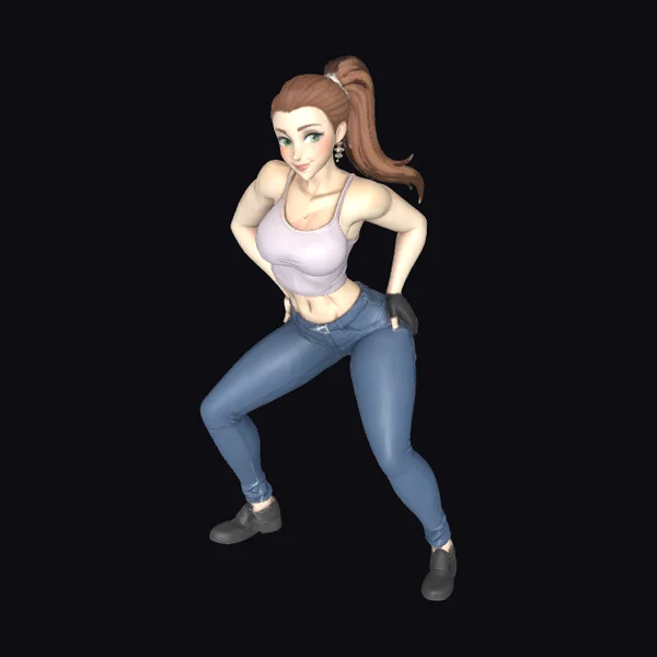 Cartoon Woman Dynamic Pose