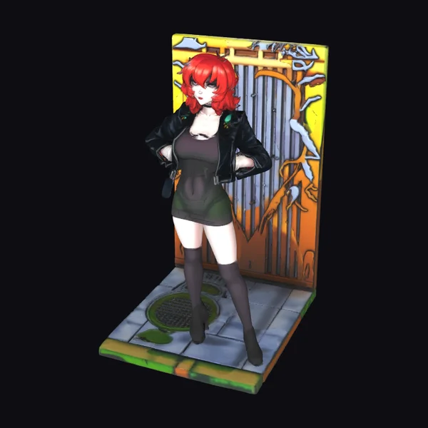 Red-Haired Urban Fashionista