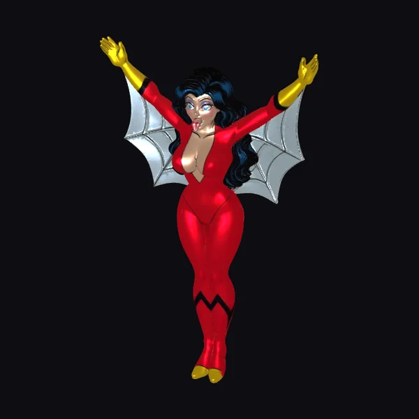 Winged Crimson Female Figure