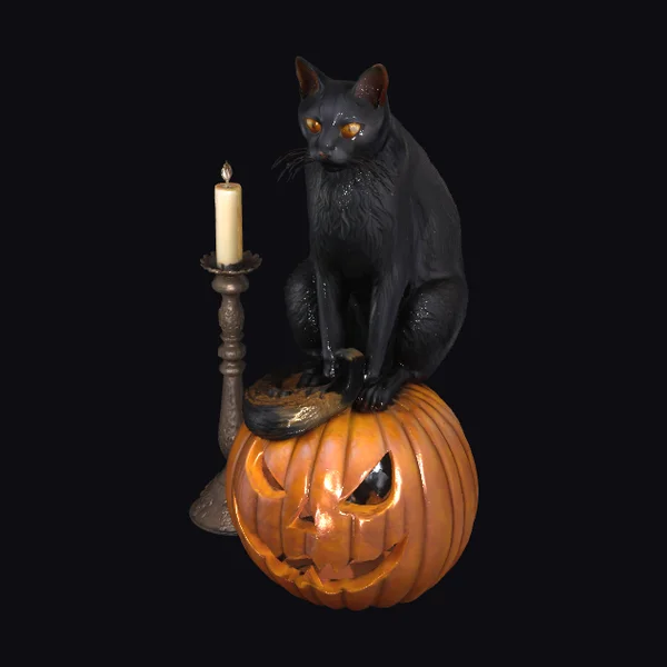 Black Cat on Pumpkin