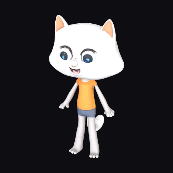 Cartoon Cat in Shorts