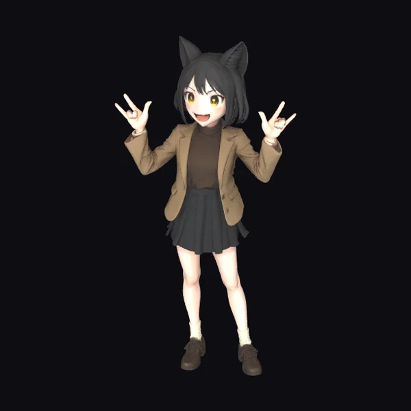 Cat-Eared Schoolgirl Cheer