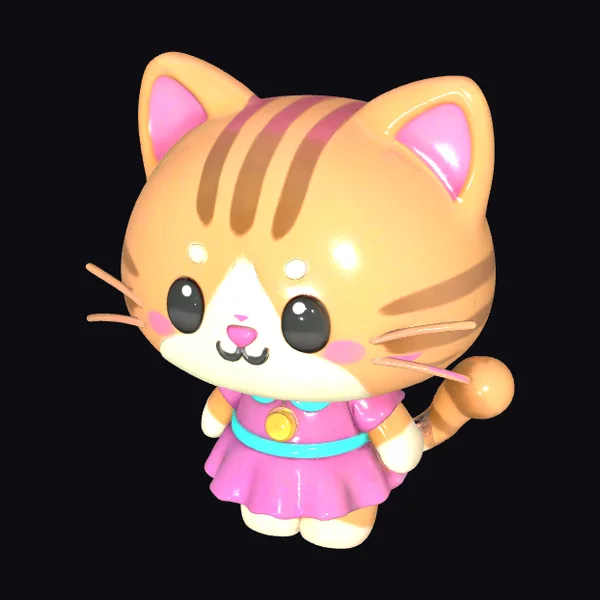 Cute Cartoon Cat Figurine
