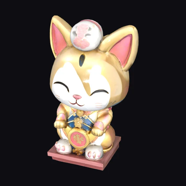 Golden Lucky Cat Figurine