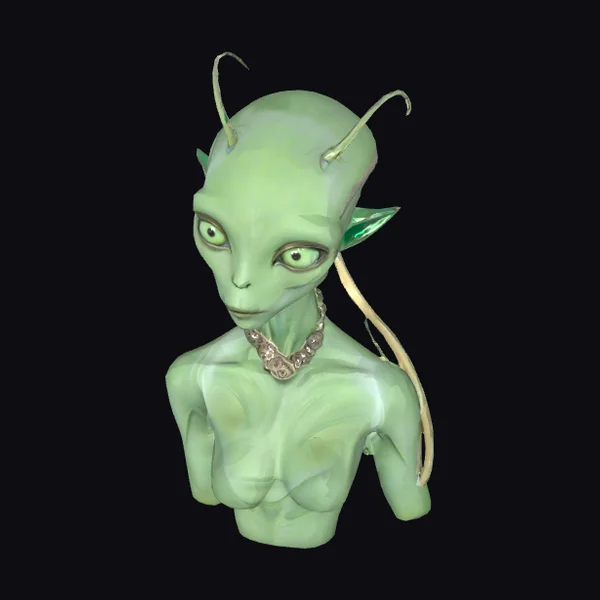 Green Alien Female Bust