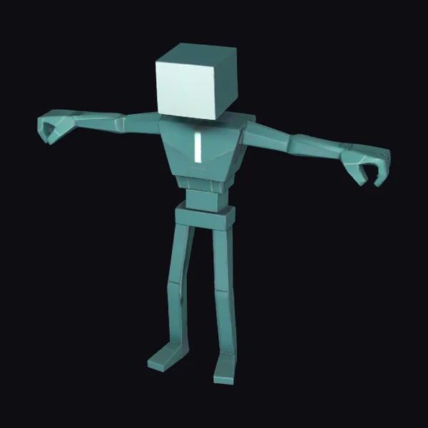Teal Block Humanoid Figure
