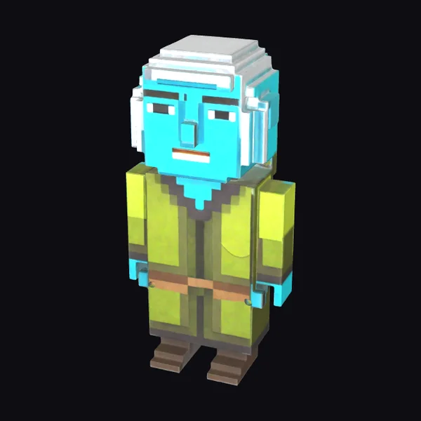 Pixelated Blue Elder Man