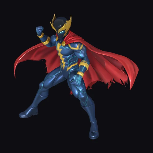 Superhero in Blue Armor