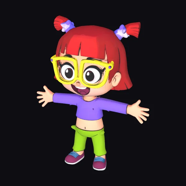 Cartoon Girl with Glasses