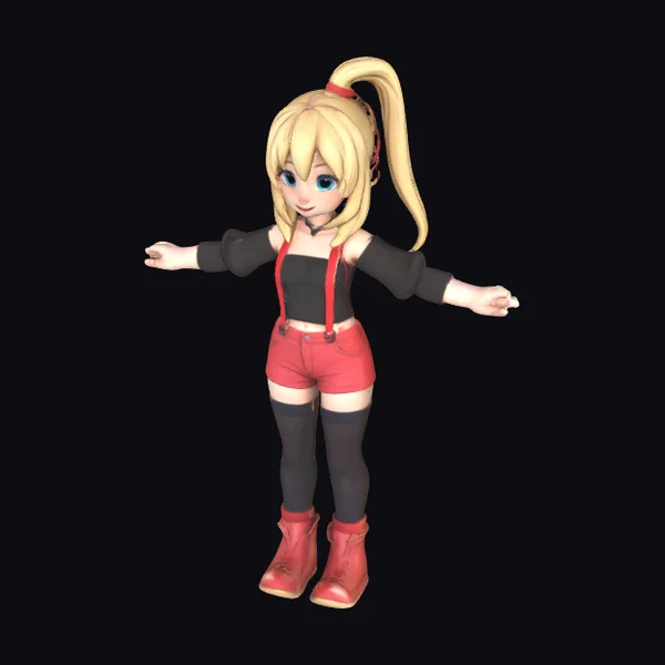 Blonde Anime Girl Suspenders