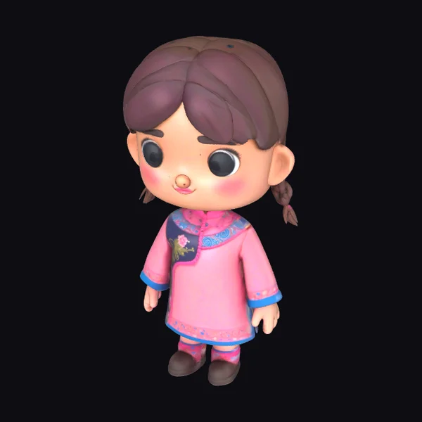 Cartoon Girl Pink Dress