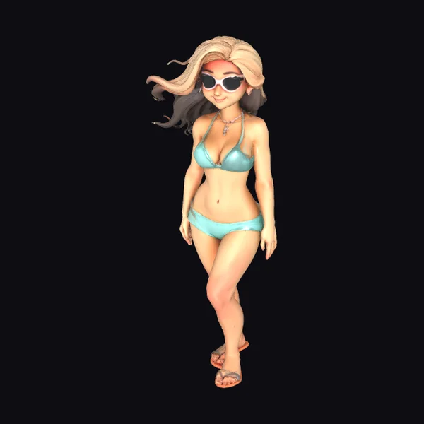 Cartoon Beach Girl Bikini