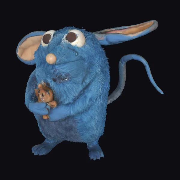 Blue Mouse Holding Teddy