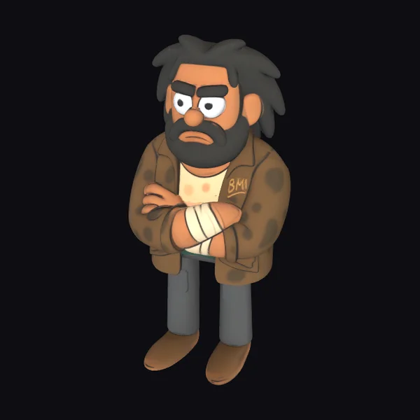 Cartoon Brooding Man