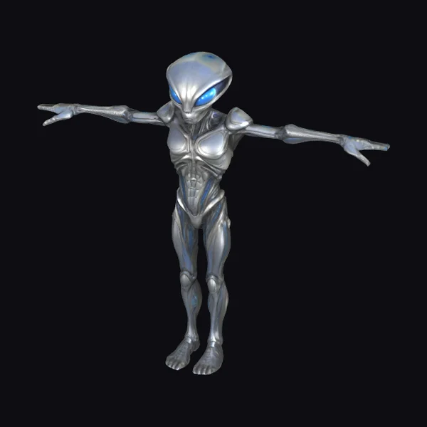 Silver Alien with Blue Eyes