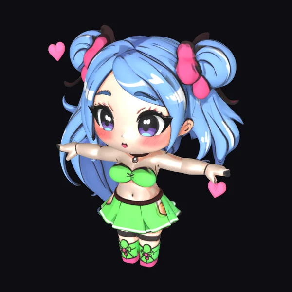 Cute Blue Anime Girl