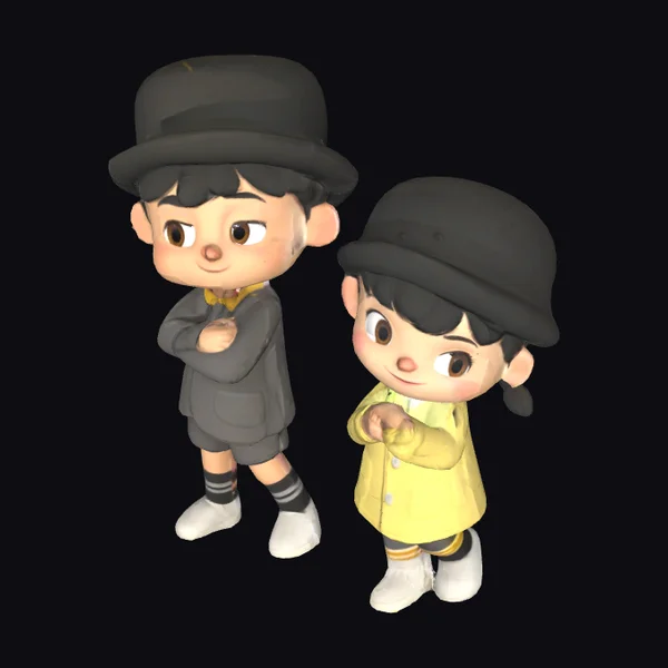 Cartoonish Boy and Girl