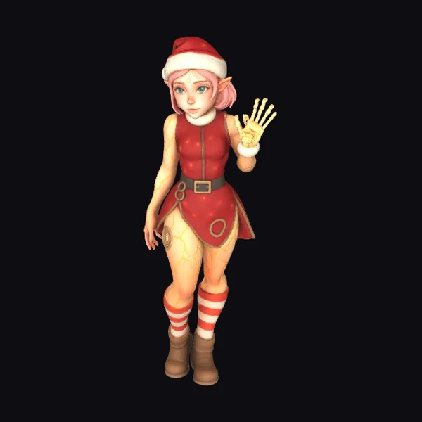 Pink Elf Christmas Character