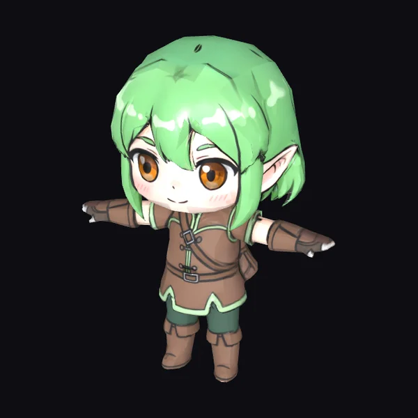 Green Chibi Elf Character
