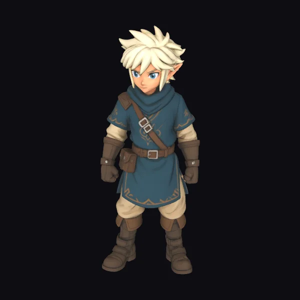 Elf Hero in Blue Attire