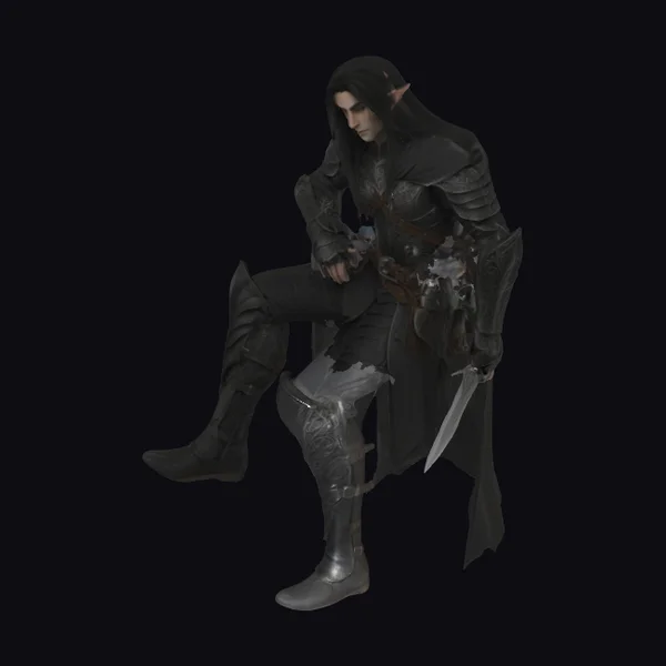 Dark Elf Warrior Sitting