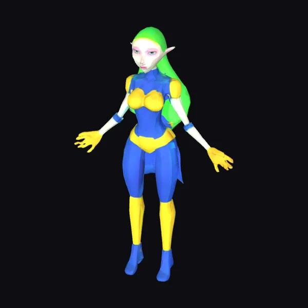 Green Hair Elf Warrior