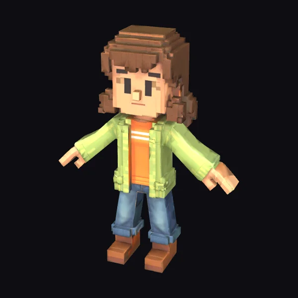 Blocky Young Girl