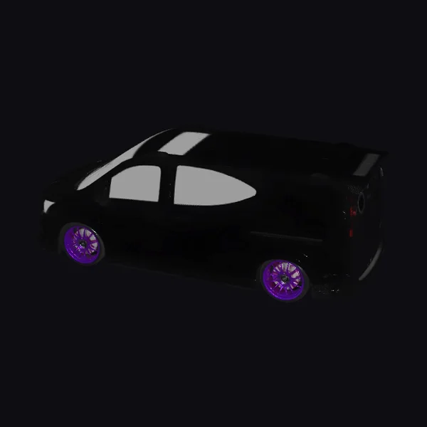 Black Car with Purple Wheels